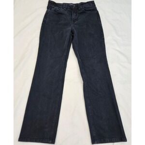 NYDJ 8P Petite Straight‎ Leg Jeans LIFT TUCK Tech Black Denim MADE IN USA 29x29